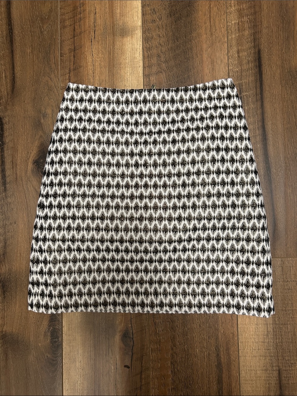 Loft 00P Classic Black & White Patterned Mini Skirt